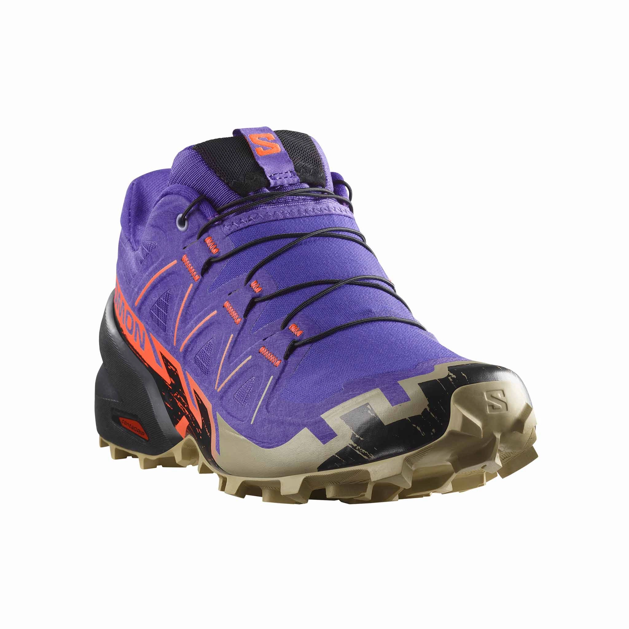 Salomon | Women's Speedcross 6 Running Shoes - Liberty/Black/Neon Flame Trail Barefoot Shoes
