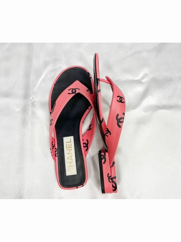 CC Logo Print Lambskin Flip Flops Pink Chanel Slide Sale