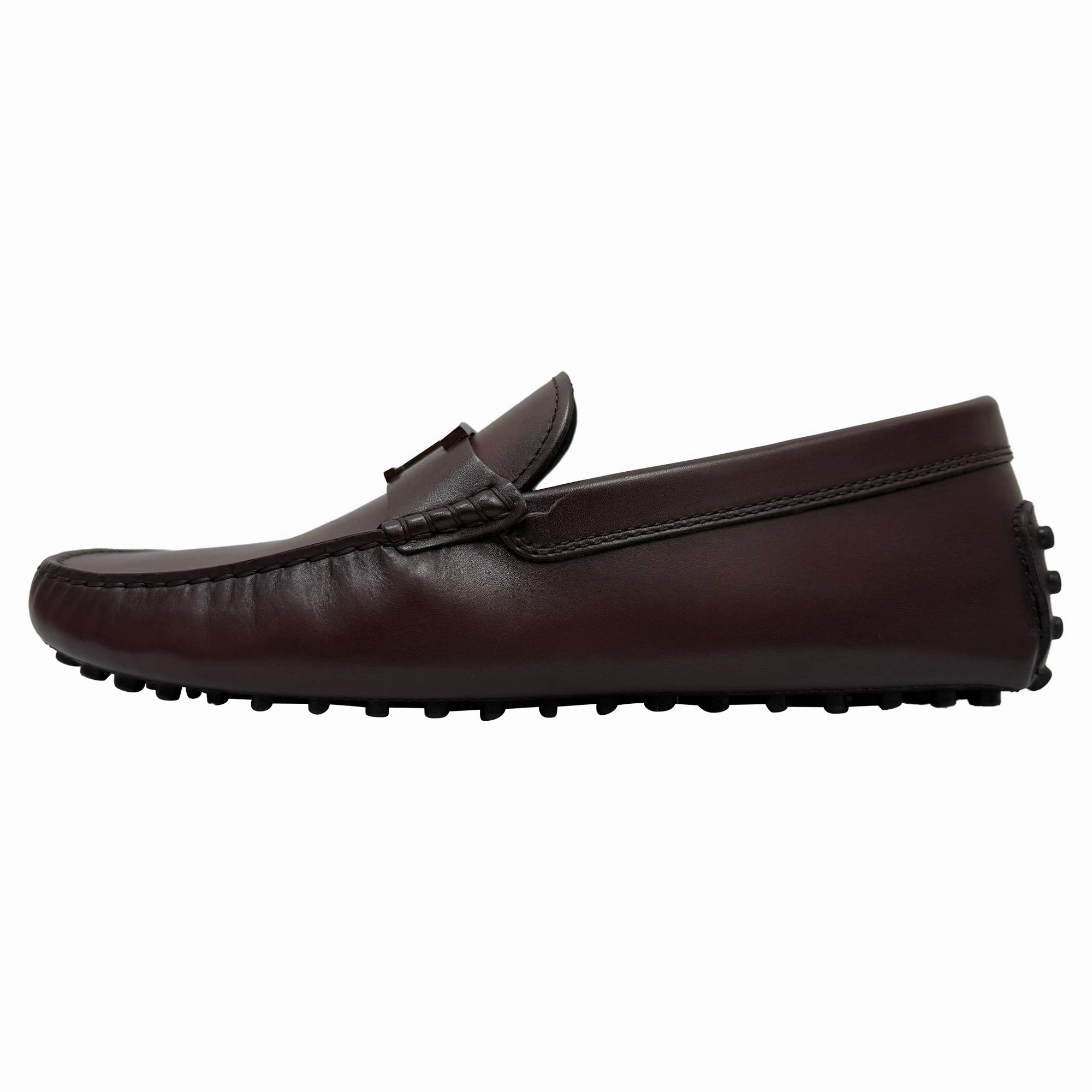 Tod's T Timeless Gommino Loafers in Burgundy Calf Leather Chunky Heel Loafers