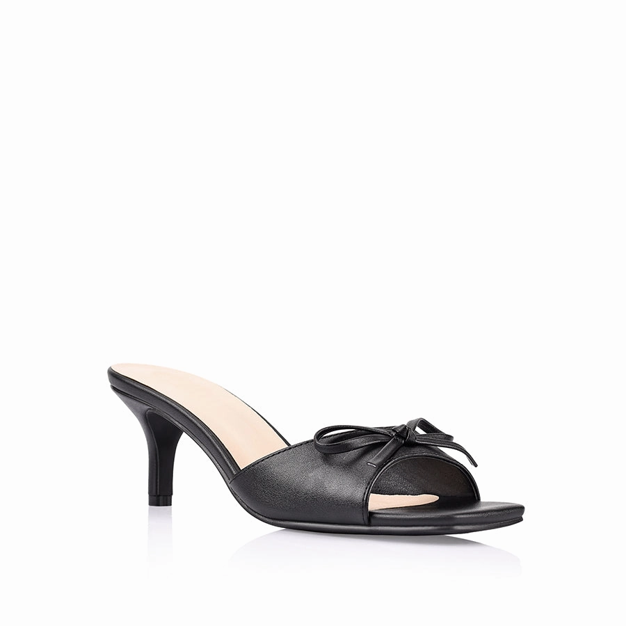 Tay Kitten Heel Mules - Black High Heels Hot