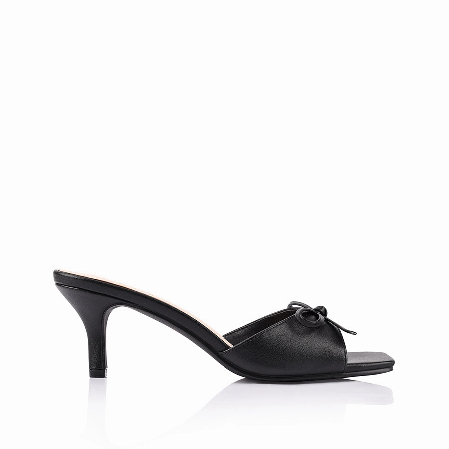 Heels Lace Tay Kitten Heel Mules - Black