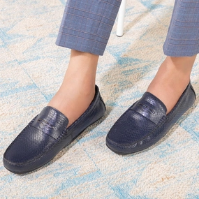 The Astro Blue Men's Leather Loafers Tresmode Styling Loafers
