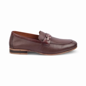 The Bone Brown Men's Leather Loafers Tresmode Teddy Loafers
