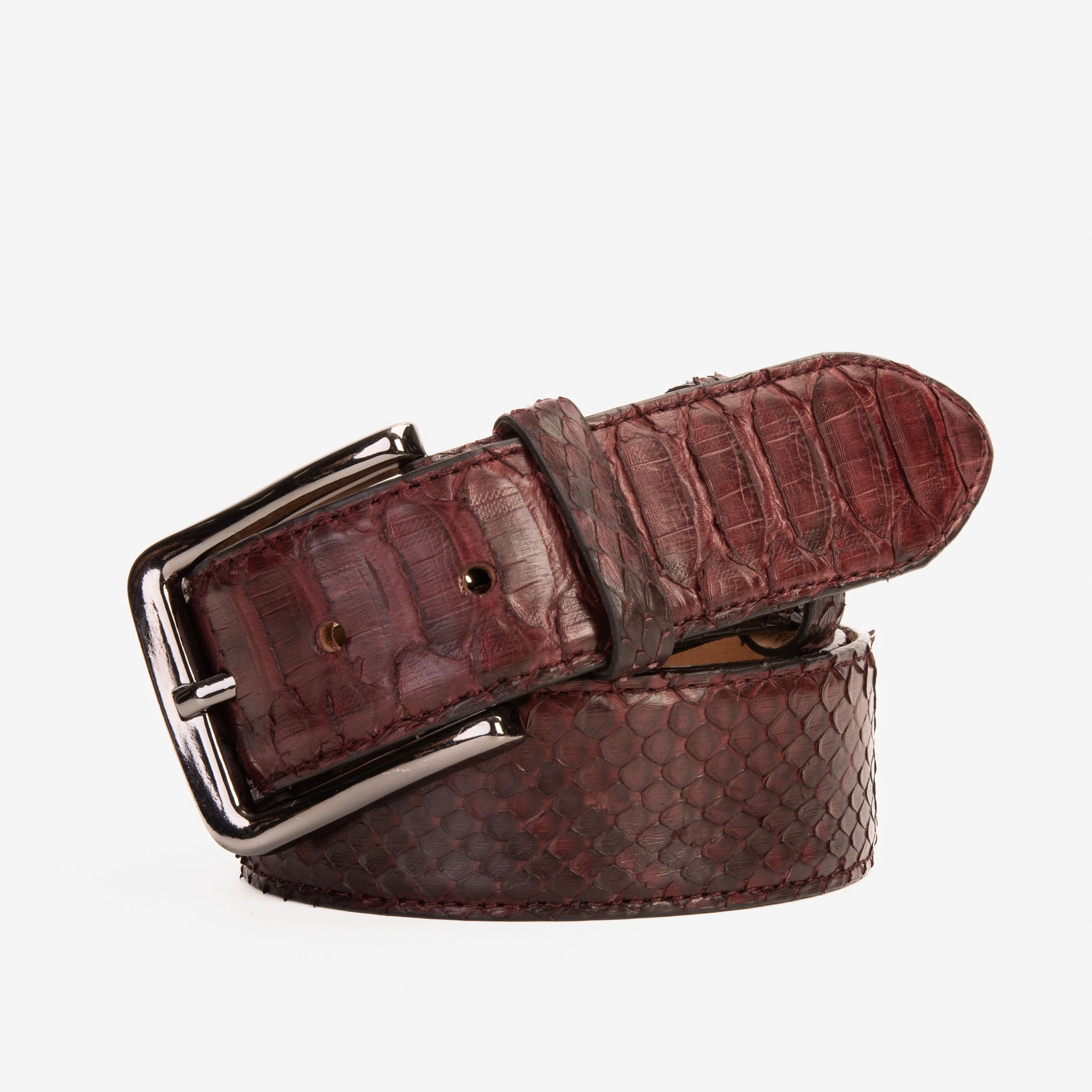 Mt Everest Boots The Boss Burgundy python Sneak  Leather Leather Belt