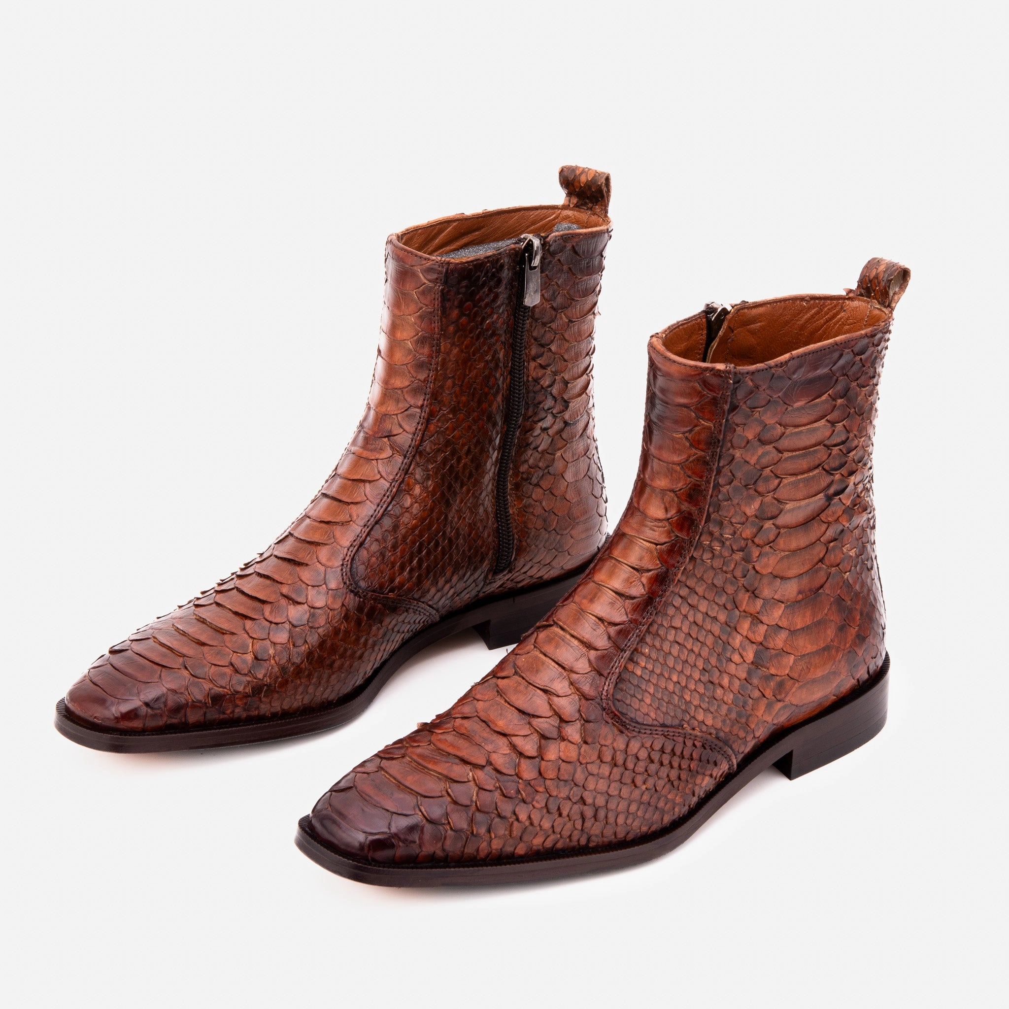 Childrens Horse Riding Boots The Boss Tan Pythn Snk Zip-Up Leather Men Boot Limited Edition