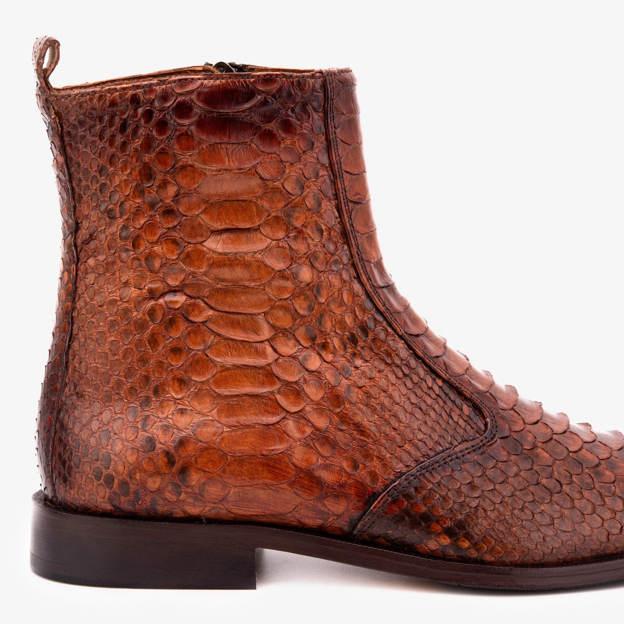 The Boss Tan Pythn Snk Zip-Up Leather Men Boot Limited Edition Salamanca Twins Boots