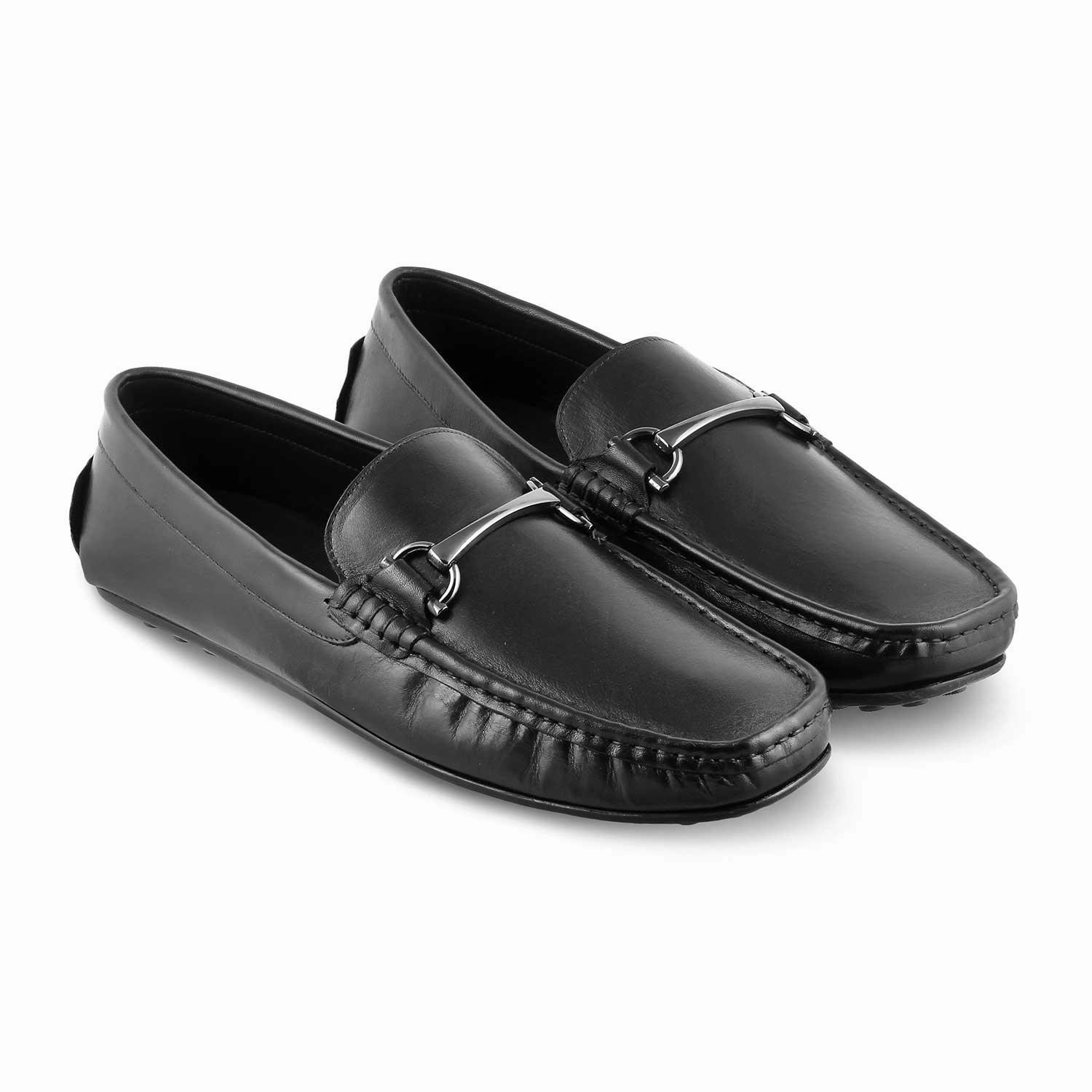 The Cecomf Black Men's Leather Driving Loafers Tresmode Kiltie Tassel Loafers