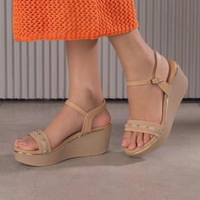 Best Slide Sandals The Conq Beige Women's Dress Wedge Sandals Tresmode