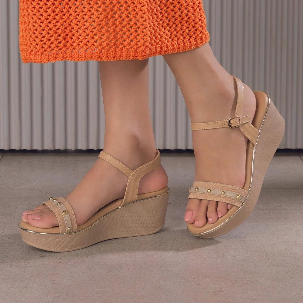 The Conq Beige Women's Dress Wedge Sandals Tresmode Map Of Sandals Resorts In Jamaica