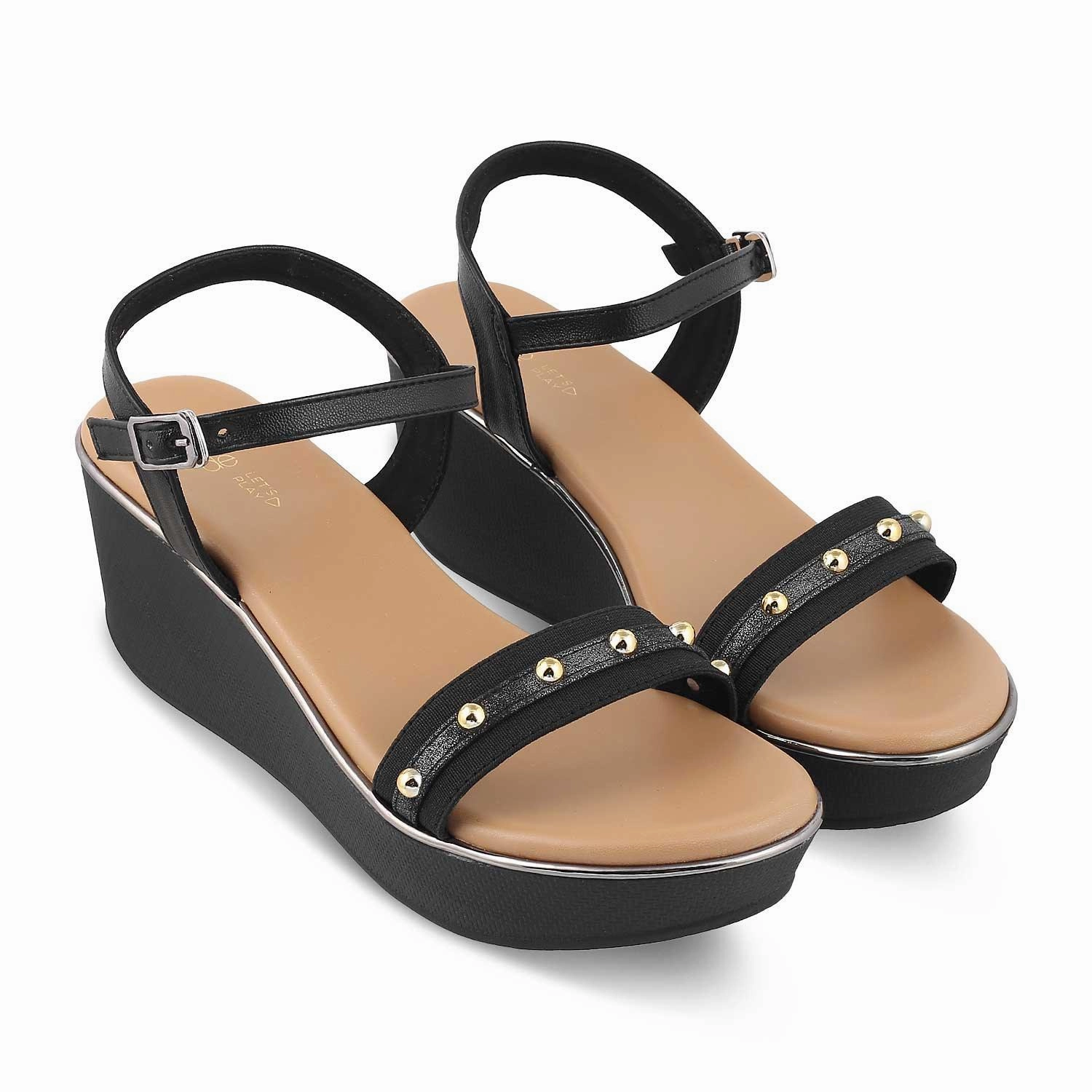 Sandals For High Instep The Conq Black Women's Dress Wedge Sandals Tresmode