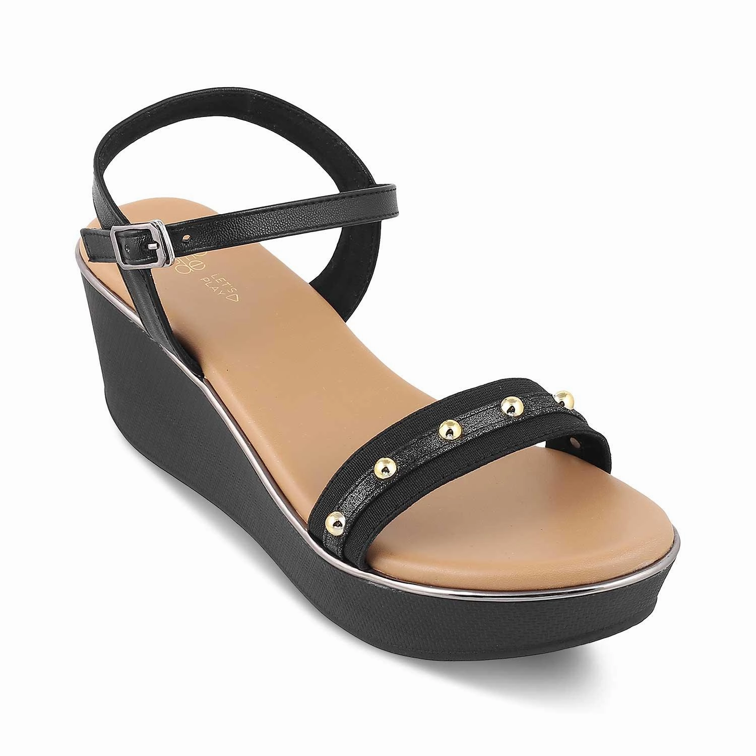 The Conq Black Women's Dress Wedge Sandals Tresmode Sandals And Jeans