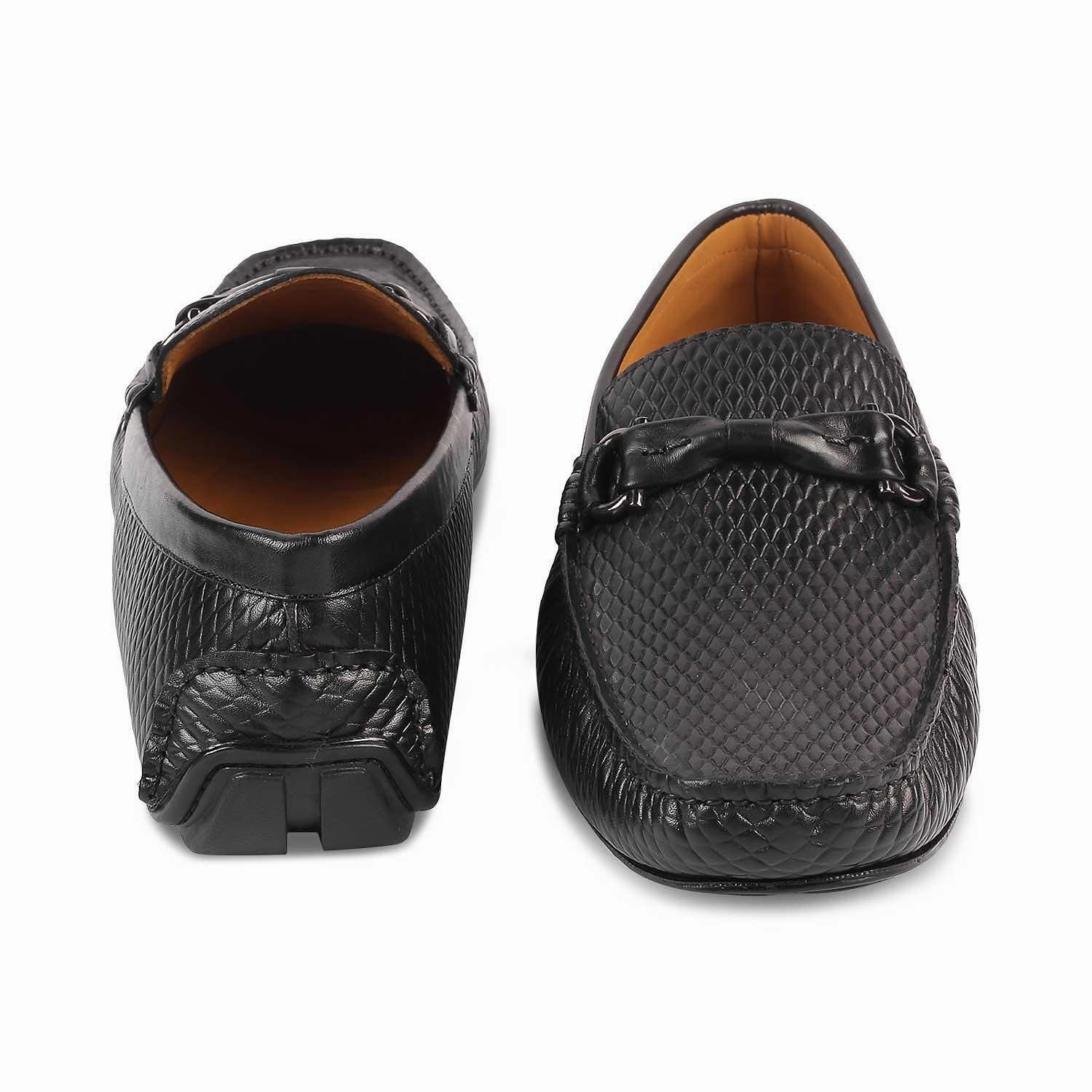 Loafers Bit The Cover Black Men's Leather Driving Loafers Tresmode