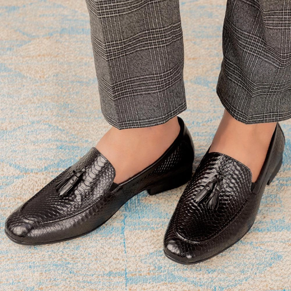 The Cytas Black Men's Leather Tassel Loafers Tresmode Light In The Loafers Origin