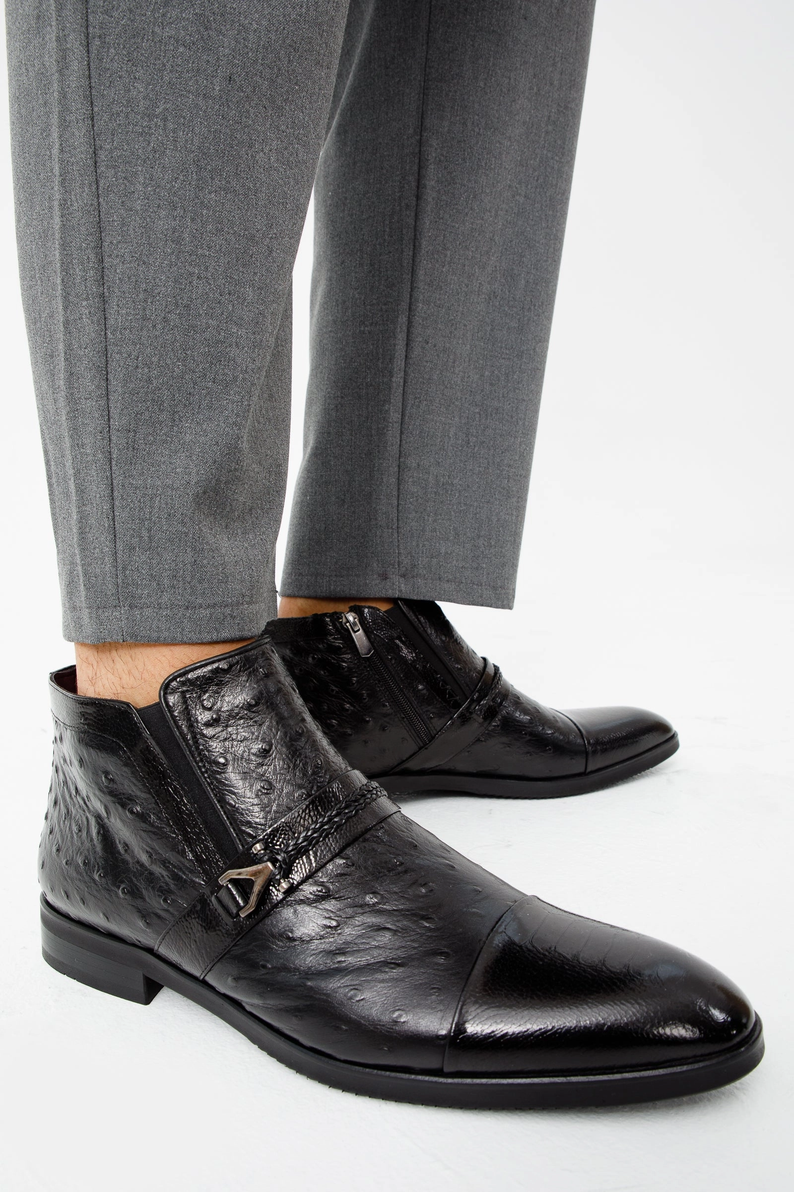 The Dallas Black Leather Bit Ankle Zip-Up Dress Men Boot Boots For Raining