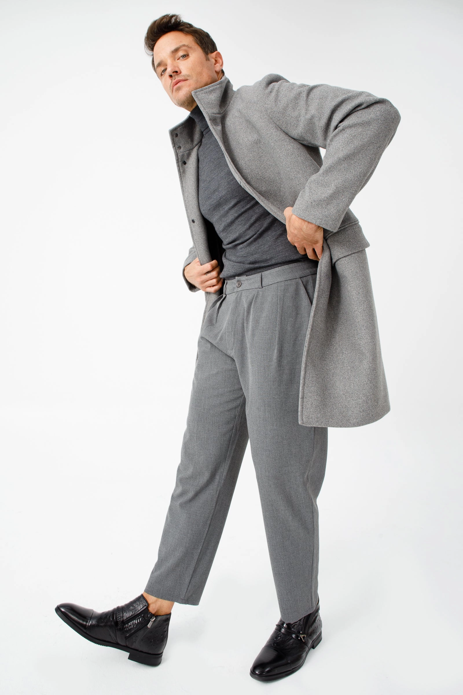 The Dallas Black Leather Bit Ankle Zip-Up Dress Men Boot Snake Proof Boots