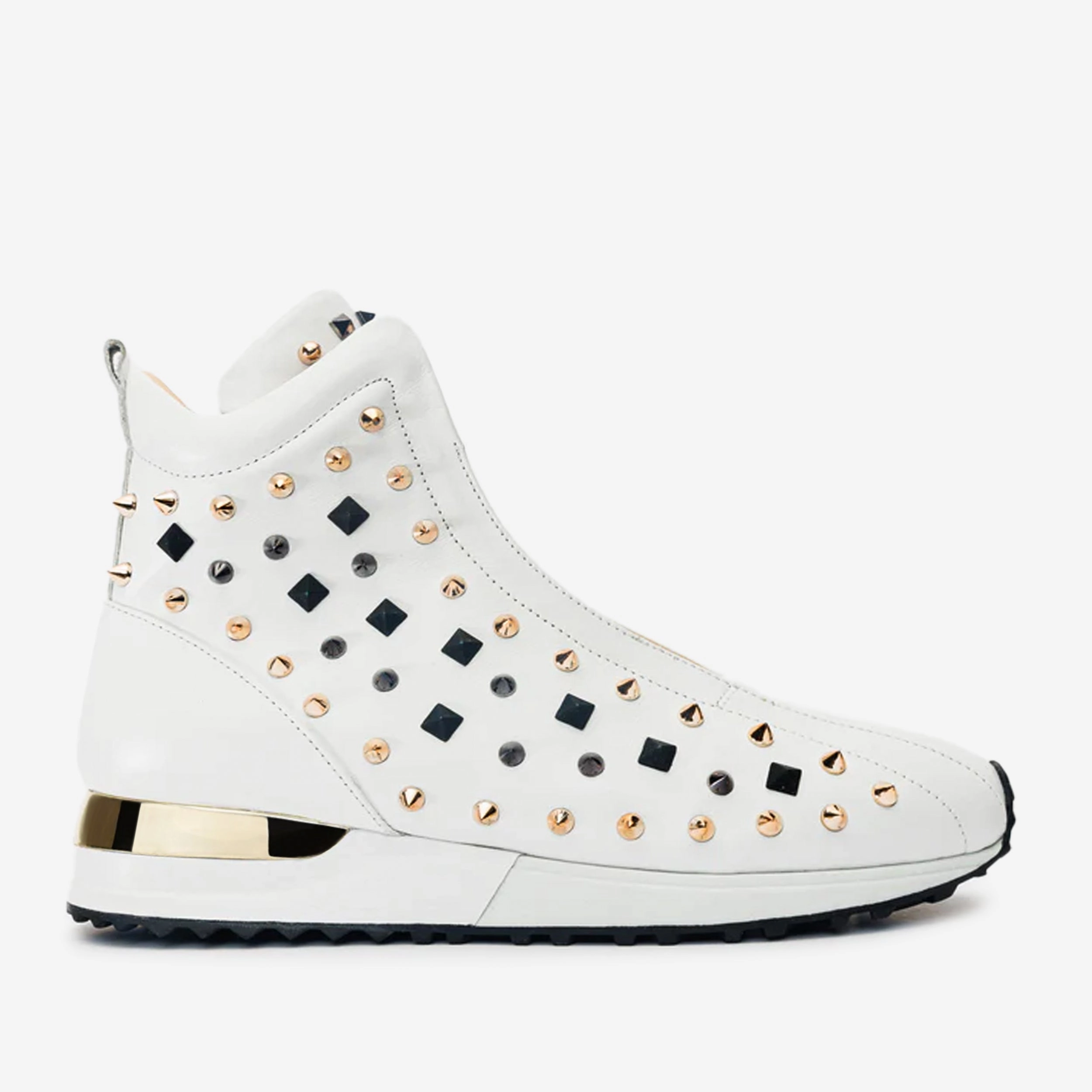 The Infanta High-Top White Spike Leather Men Sneaker Limited Edition Military Style Boots