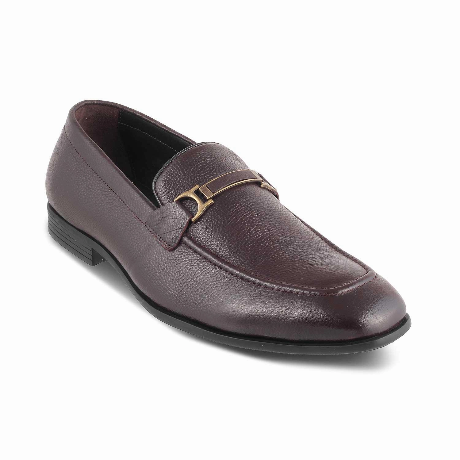The Leven Brown Men's Leather Loafers Tresmode Heeled Platform Loafers