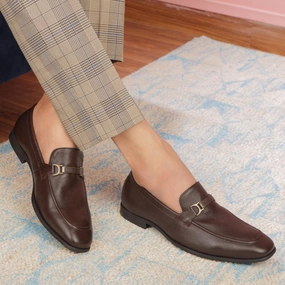 The Leven Brown Men's Leather Loafers Tresmode Platform Slip On Loafers