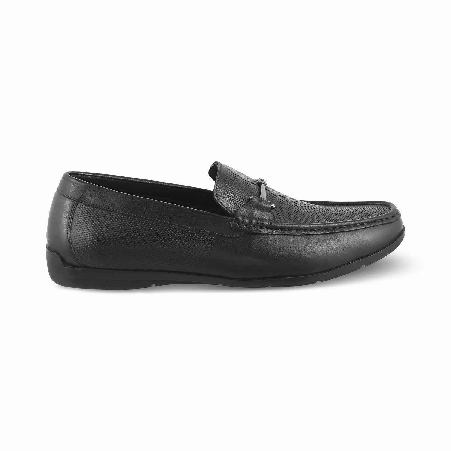 The Nimbia Black Men's Leather Loafers Tresmode Smart Casual Loafers