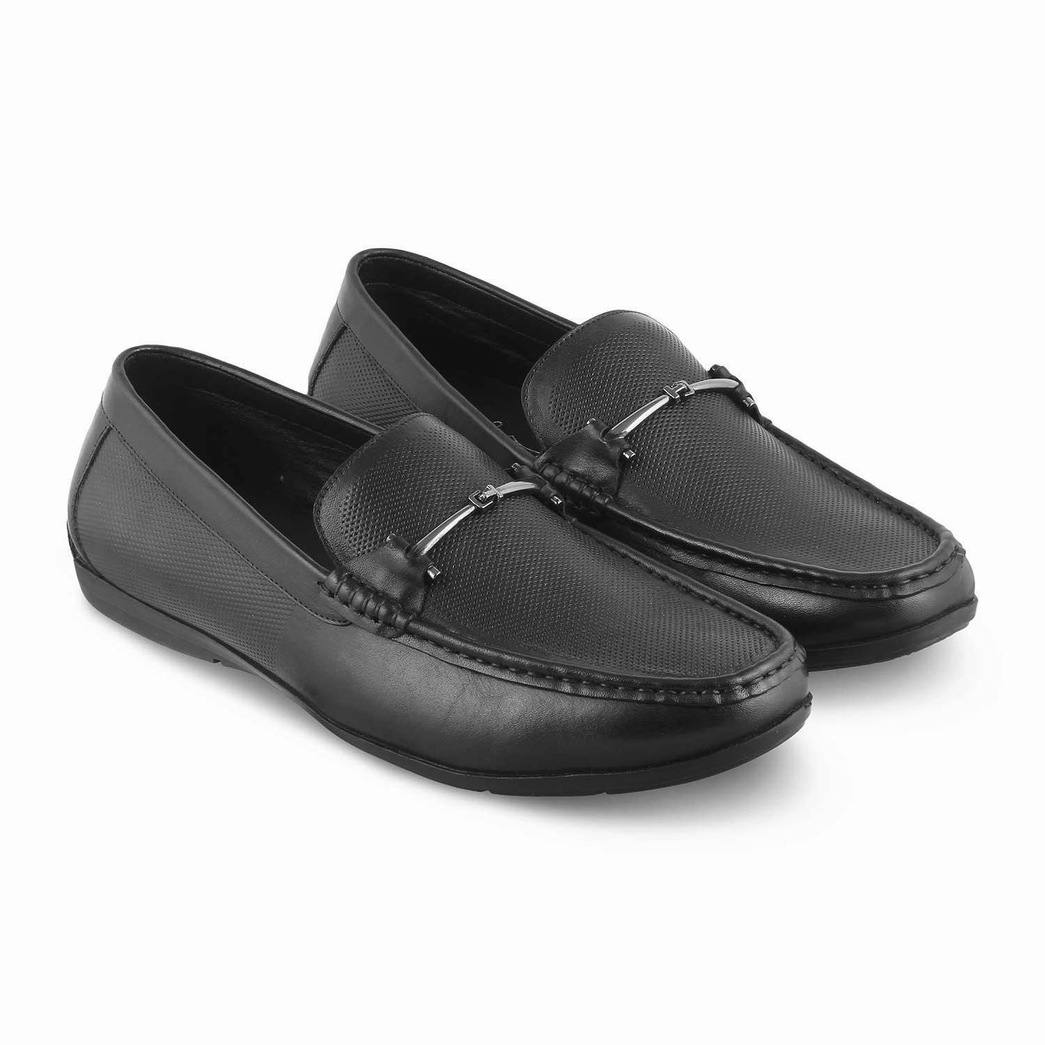The Nimbia Black Men's Leather Loafers Tresmode Patent Penny Loafers