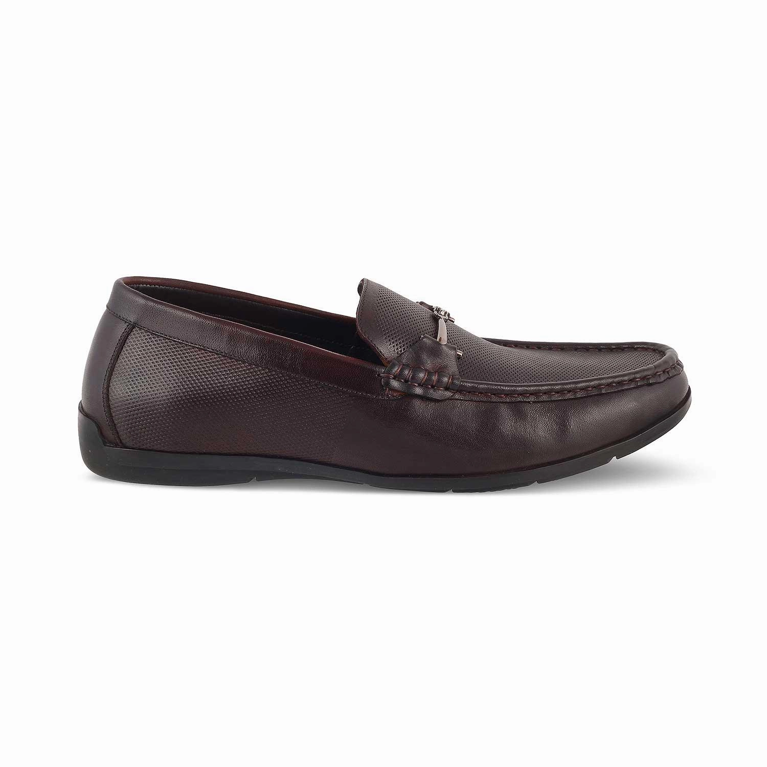 The Nimbia Brown Men's Leather Driving Loafers Tresmode No Show Socks For Loafers