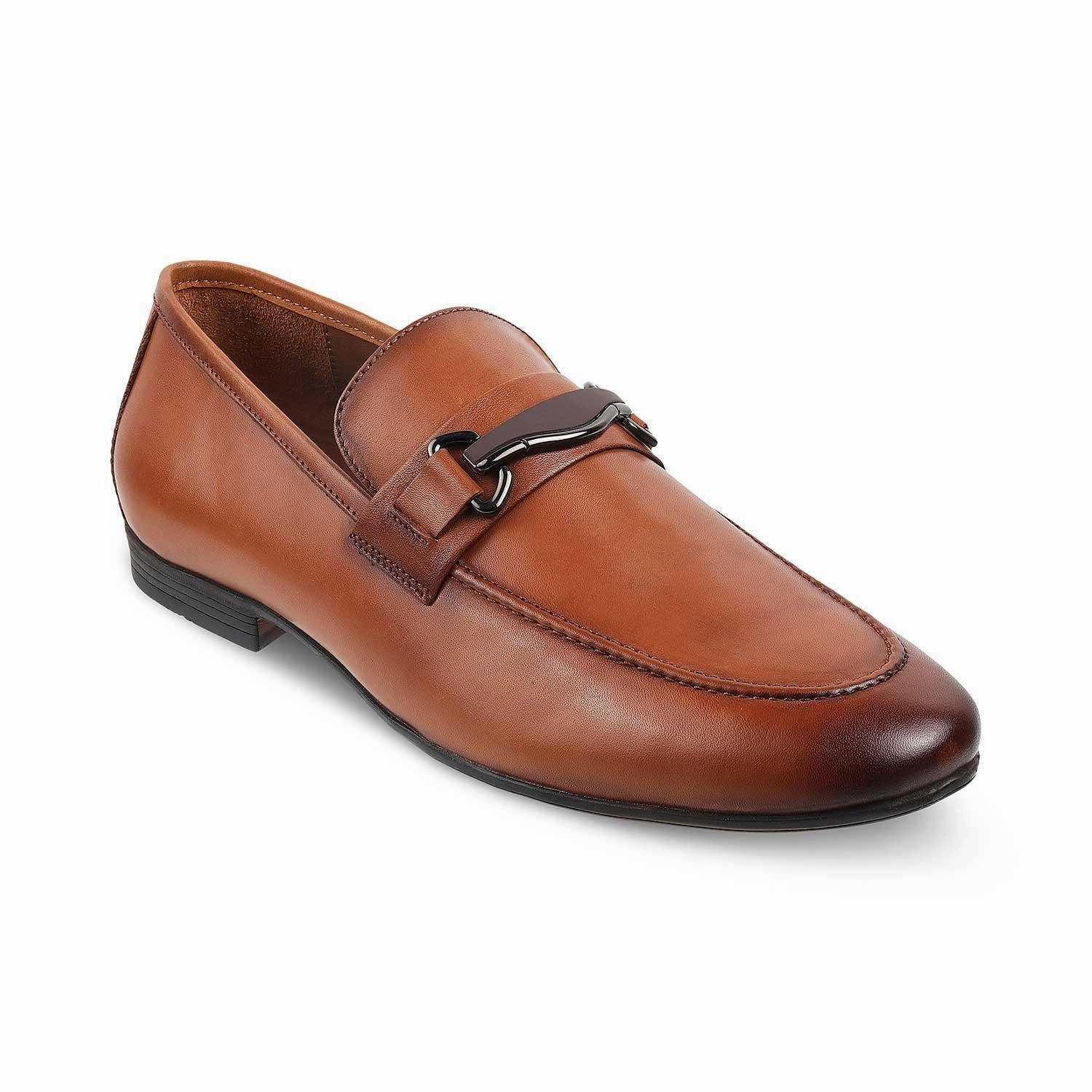 The Regamo Tan Men's Leather Loafers Tresmode Horsebit Loafers Platform