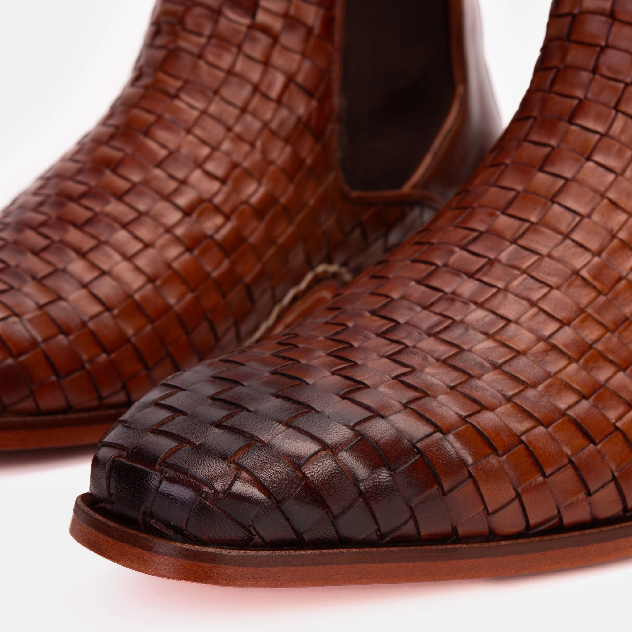 The Rolls Boot Woven Tan Leather Double Monk Strap Handmade Men Shoe Non Slip Chelsea Boots