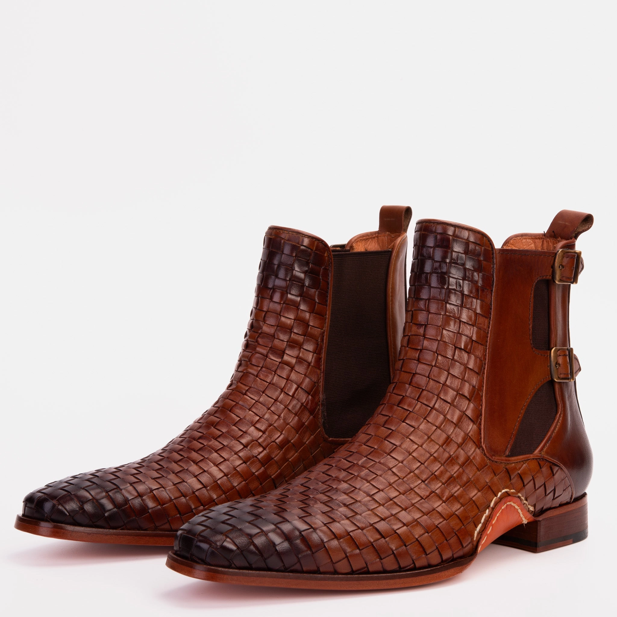 Cost To Resole Boots The Rolls Boot Woven Tan Leather Double Monk Strap Handmade Men Shoe