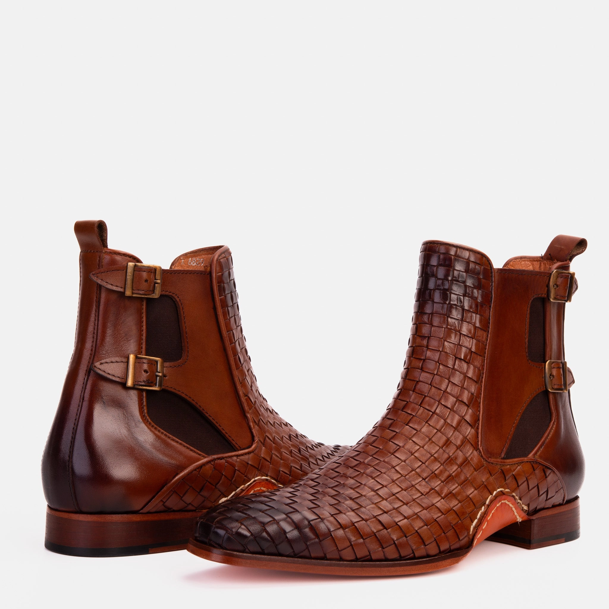 The Rolls Boot Woven Tan Leather Double Monk Strap Handmade Men Shoe Boots Walmart