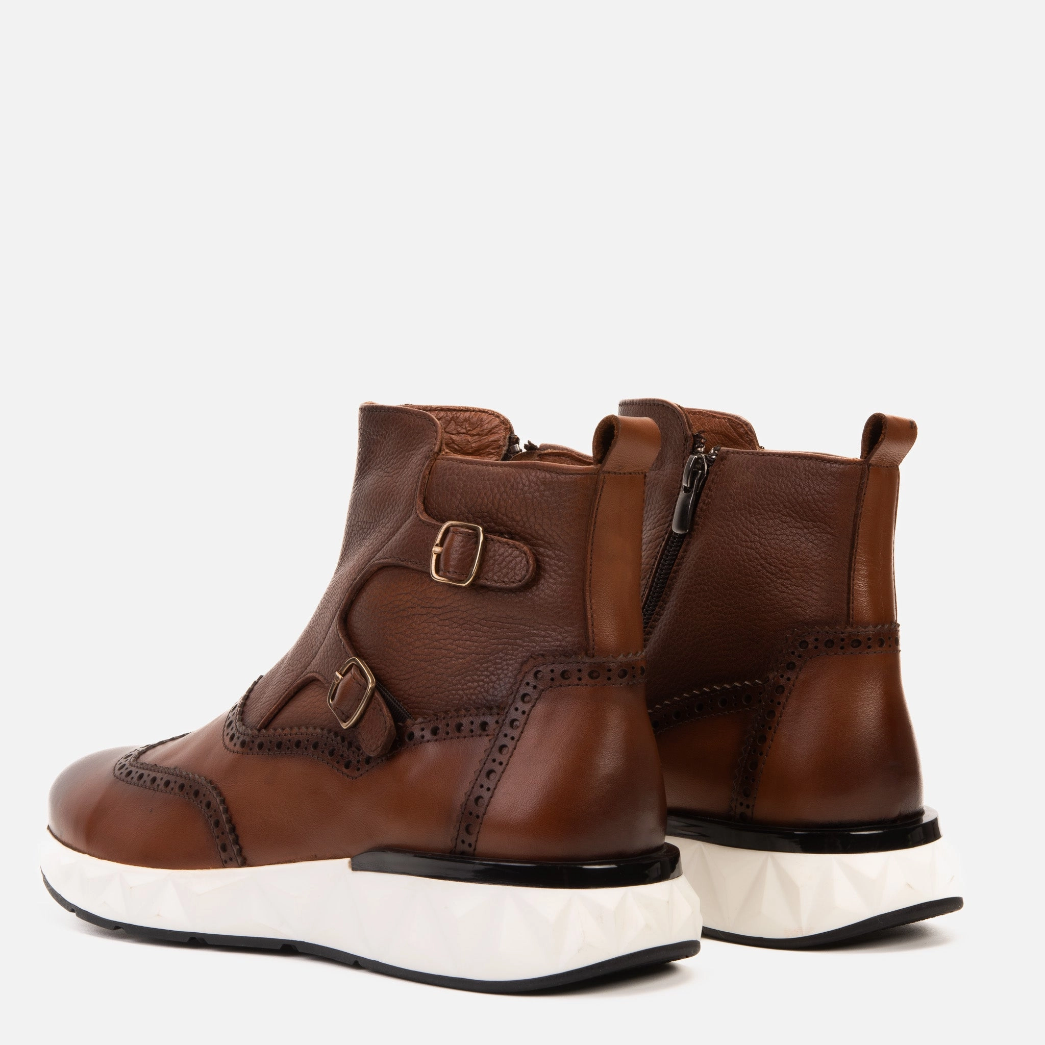 The Stealth Wingtip Buckle Tan Leather Men Boot Herman Survivors Steel Toe Boots