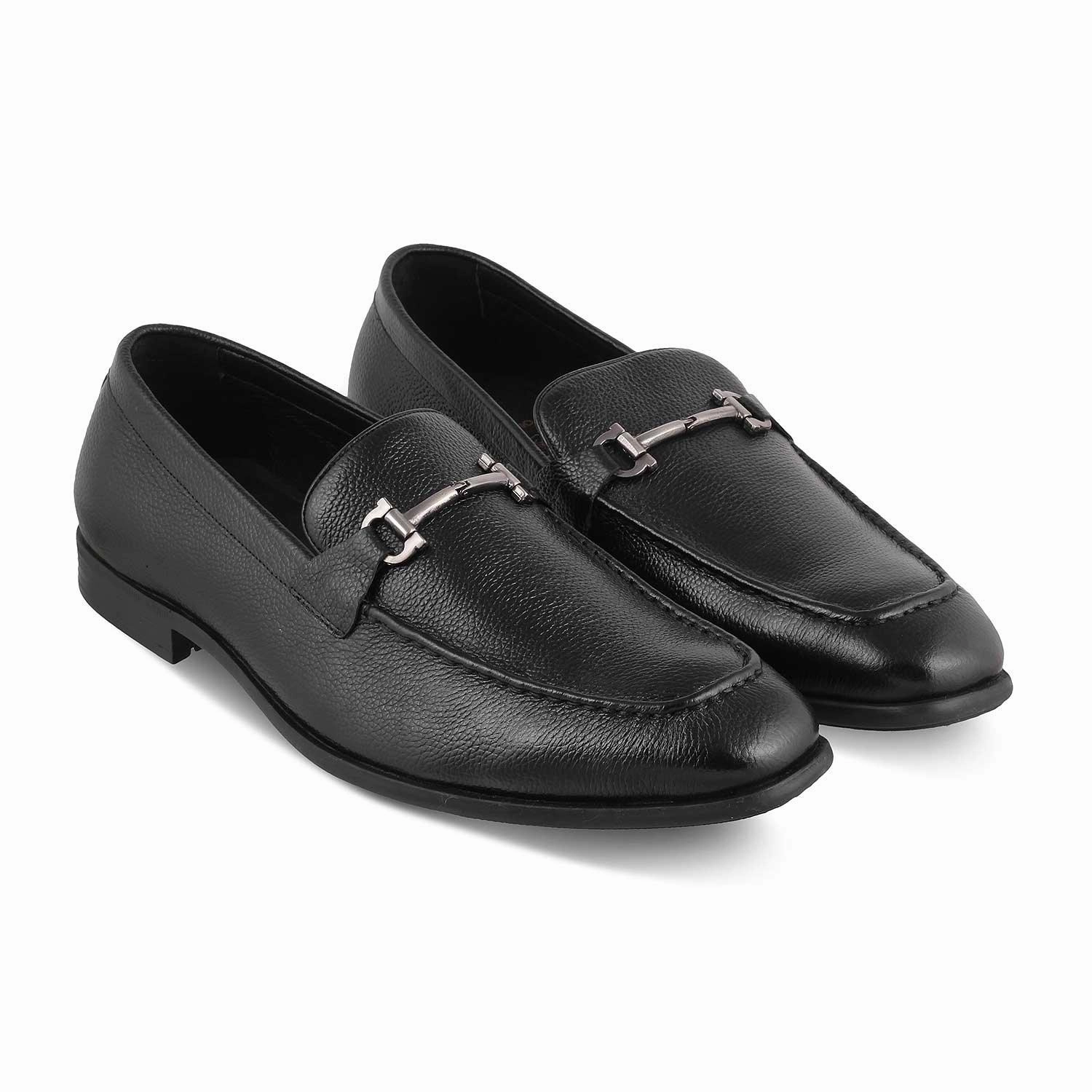 The Tumac Black Men's Leather Loafers Tresmode Bon Bon Loafers