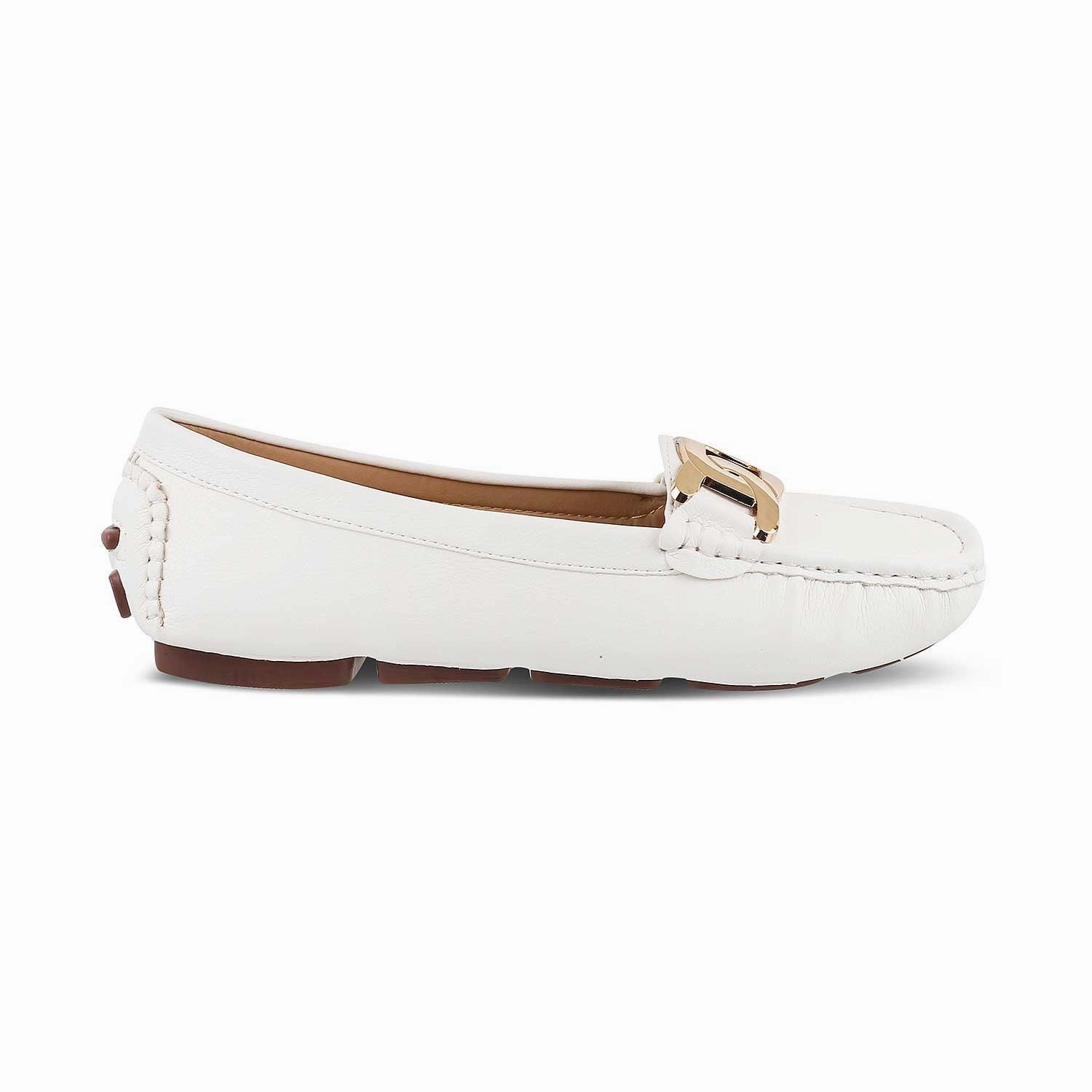 Smooth Leather Loafers The Yon-New White Women's Dress Loafers Tresmode