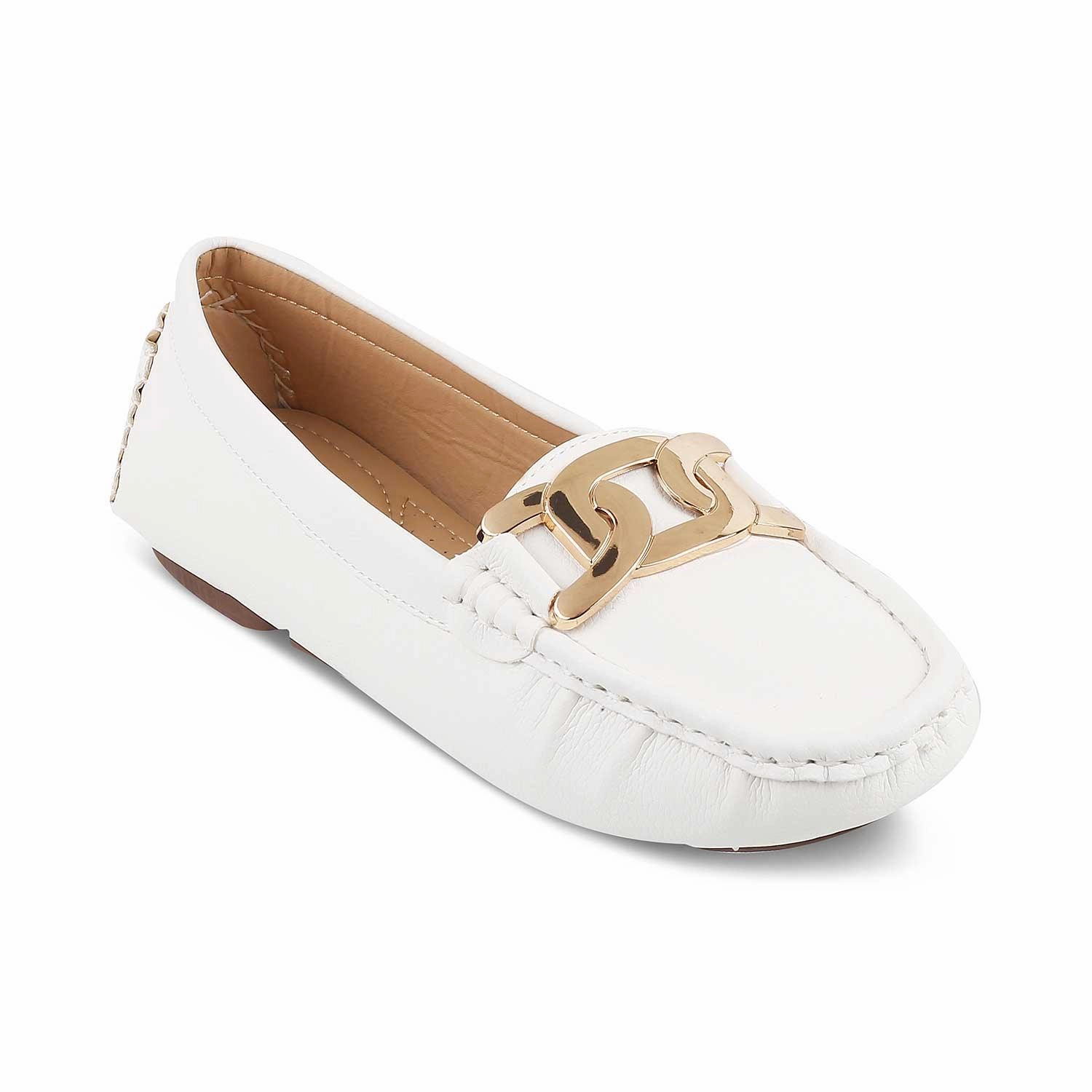 The Yon-New White Women's Dress Loafers Tresmode Haley Loafers