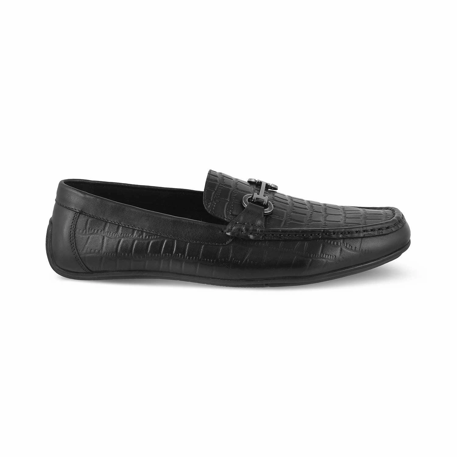 The Yoxile Black Men's Leather Driving Loafers Tresmode Penny Loafers Wide Width