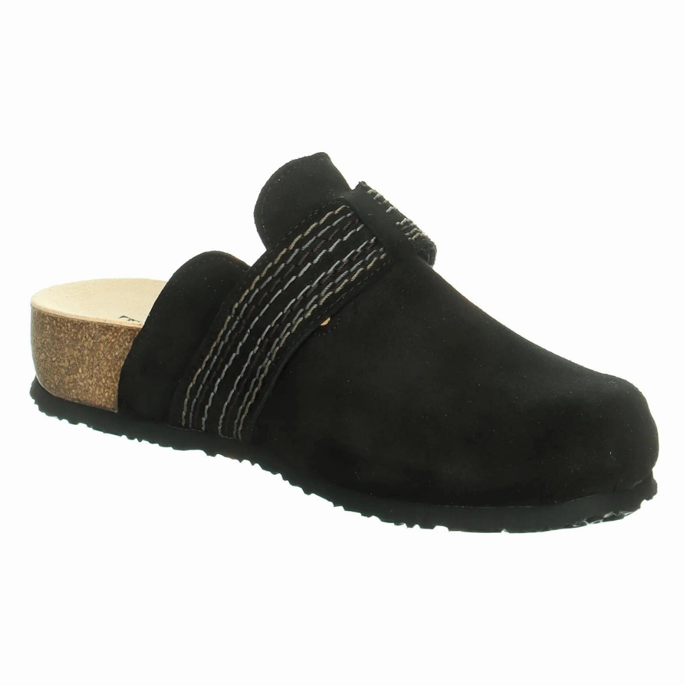 Think! Julia Black Leather Clog (Women's) Mountain Leather Clogs