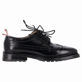 Brown Leather Brogue Shoes Thom Browne Classic Longwing Brogues in Black Leather