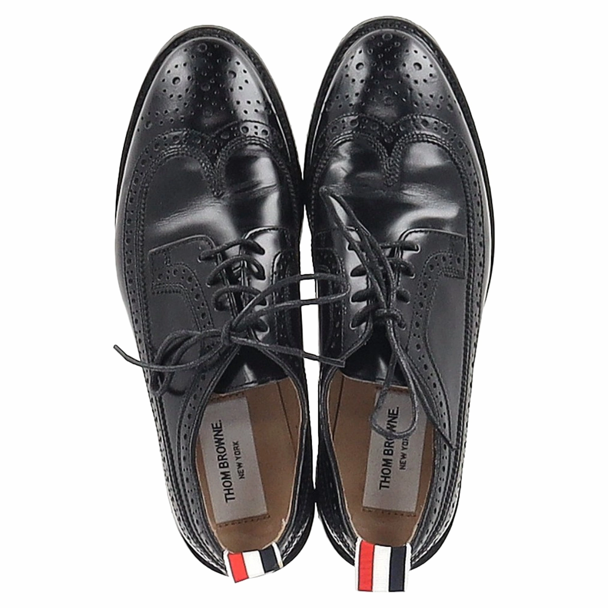 Wholecut Semi Brogues Thom Browne Classic Longwing Brogues in Black Leather