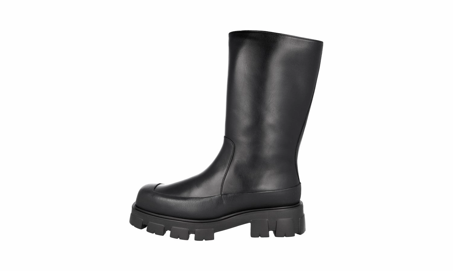 Skinny Leg Boots Online Prada Men's Black Leather Monolith Shearling Boots 2WG015