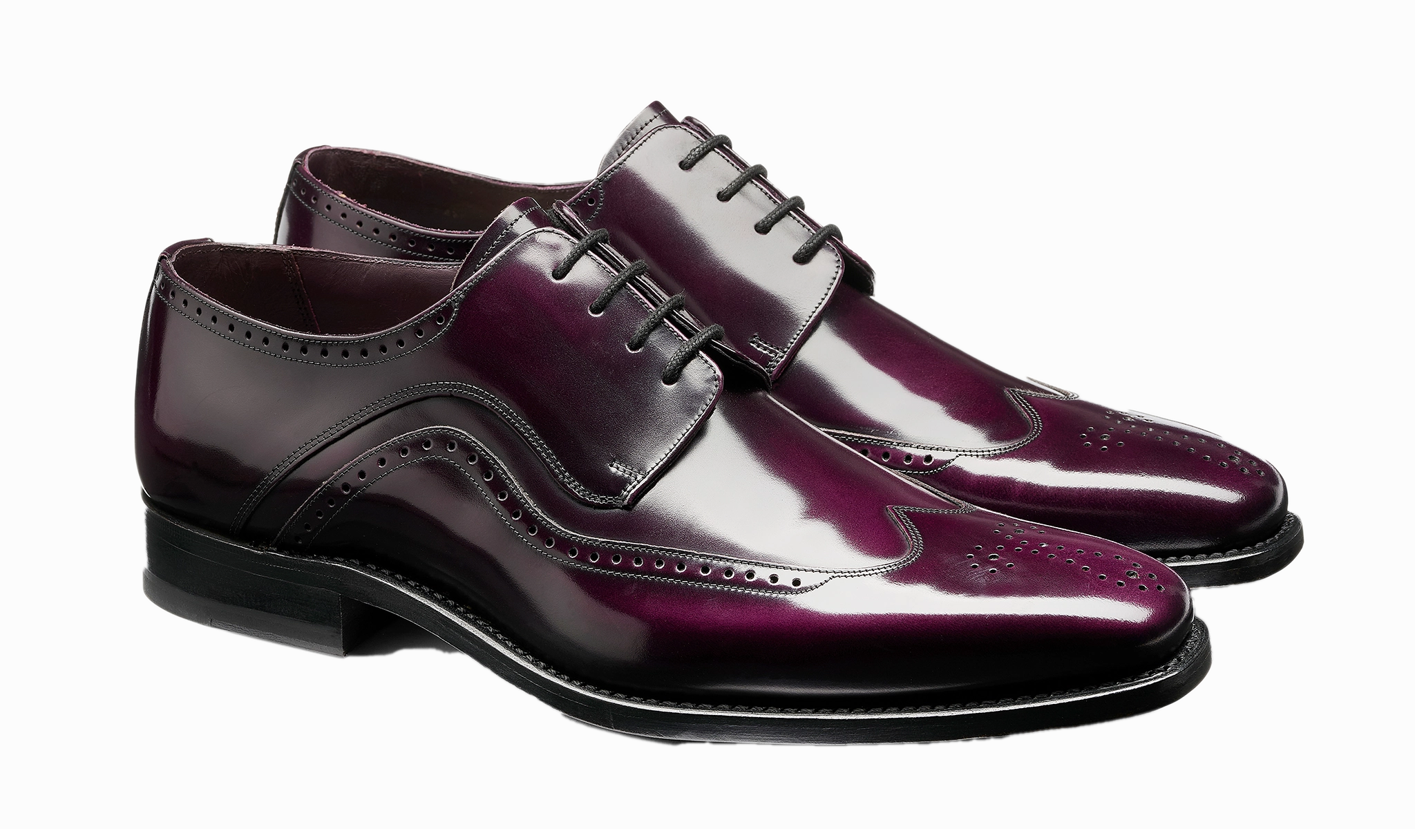 Genuine Leather Brogues Matt 2 - Aubergine Hi-Shine