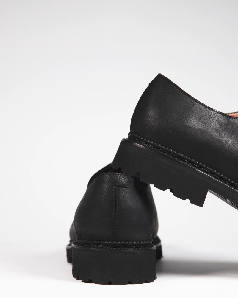 Loafers And Oxfords Canada Black Waxed Suede Wholecut Oxford Shoe