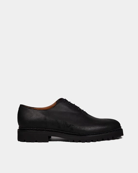 Black Waxed Suede Wholecut Oxford Shoe Platform Oxfords Outfit