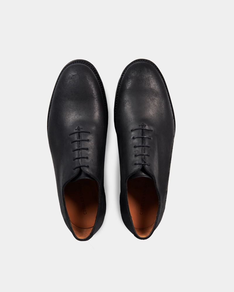 Black Waxed Suede Wholecut Oxford Shoe øriginalgrand Energyweave Wingtip Oxfords