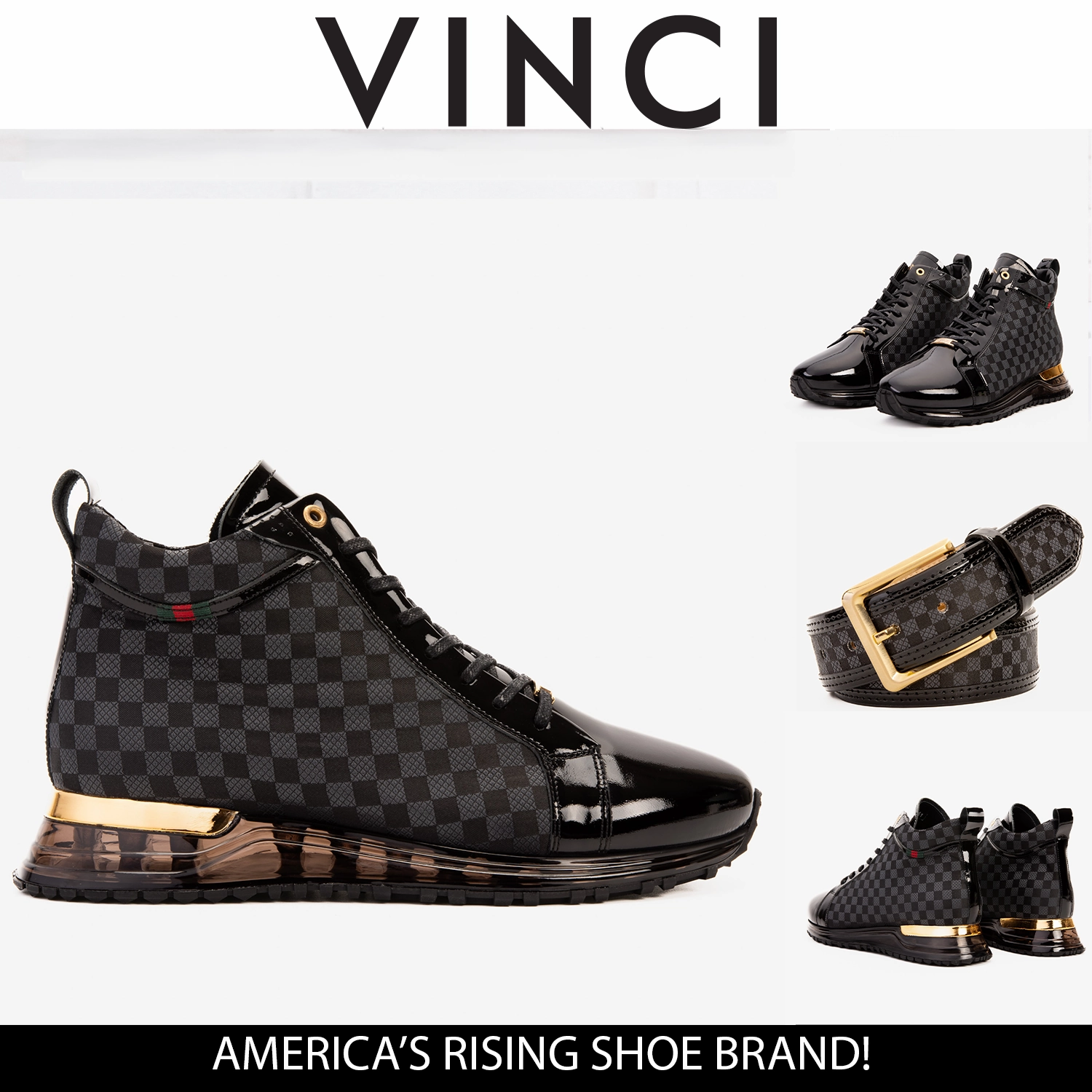 The Monte Carlo Black High-Top Men Sneaker Limited Edition Wedge Shoe Boots