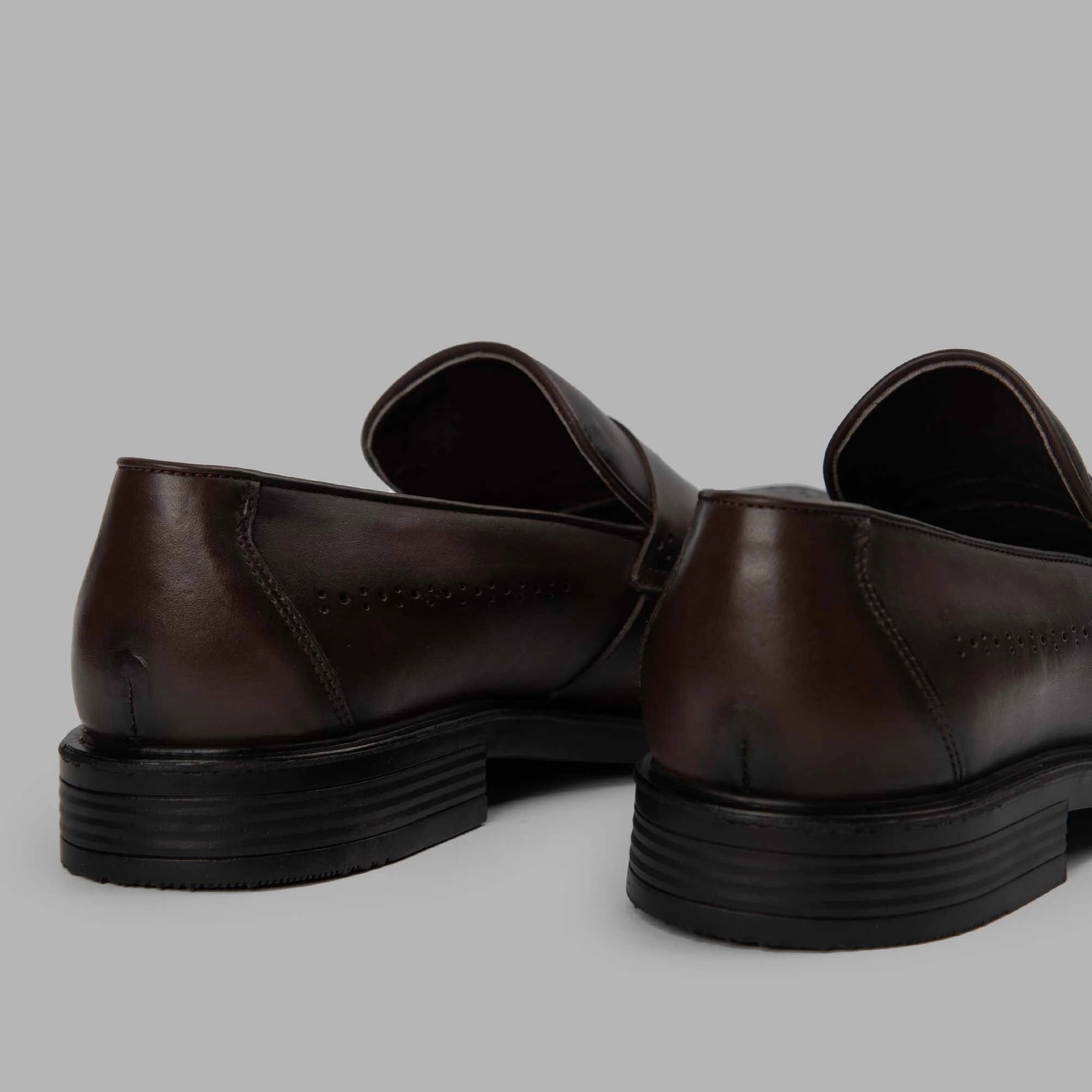 College Loafer Shoes - Brown Leather Lace Up Derby Shoes