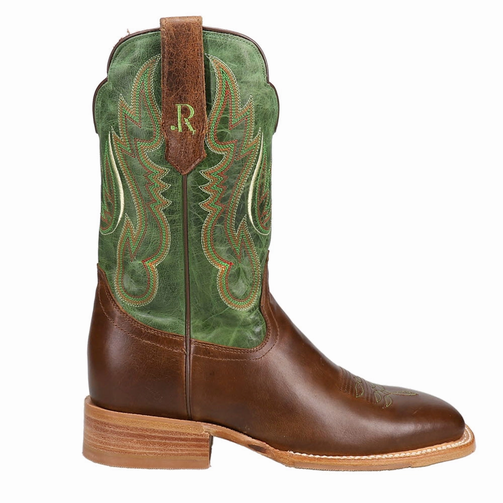 Lightweight Boots Hiking Vintage Green Embroidered Wide Square Toe Cowboy Boots