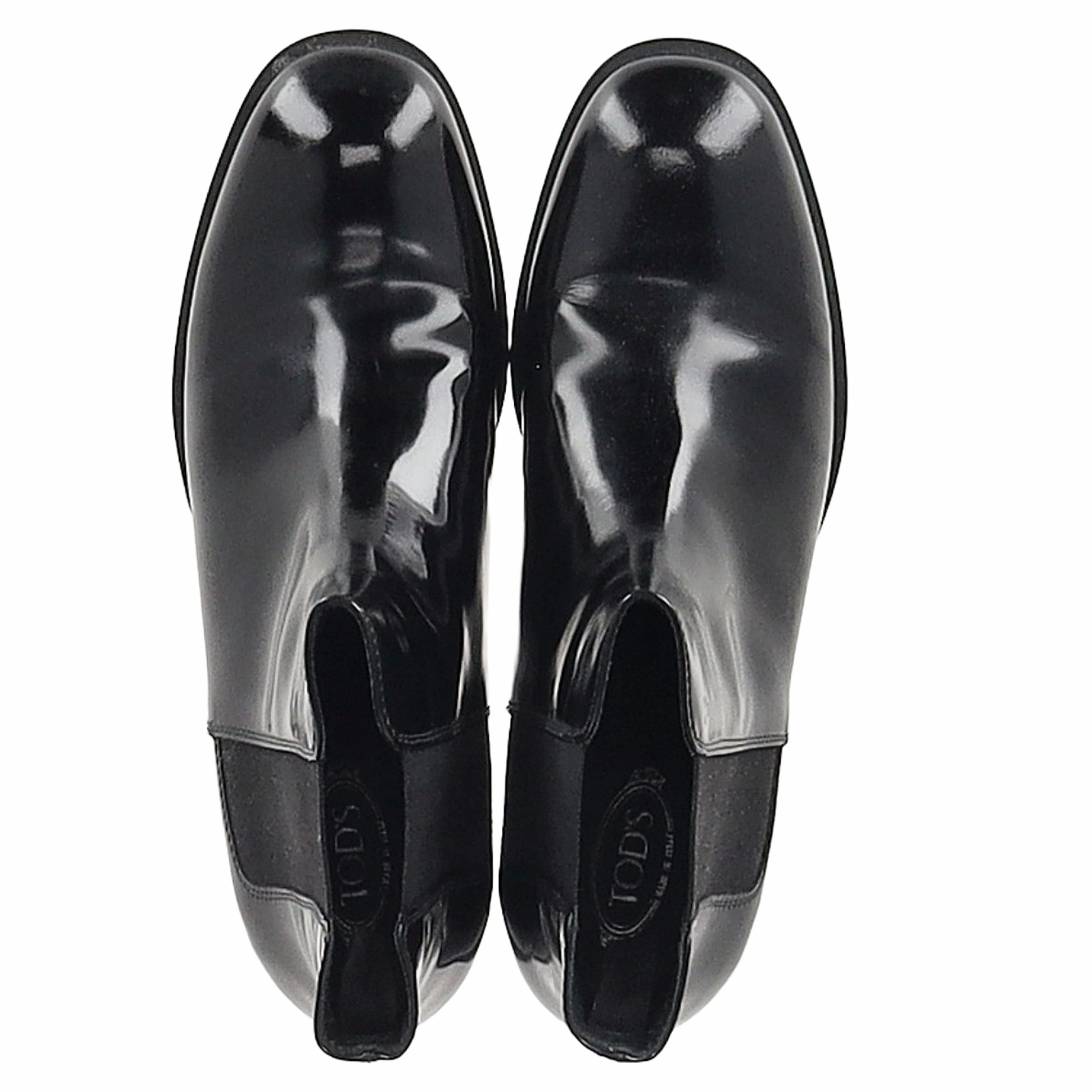 Tod's Glossed Chelsea Boots in Black Leather Emu Rogoona Chelsea Boots