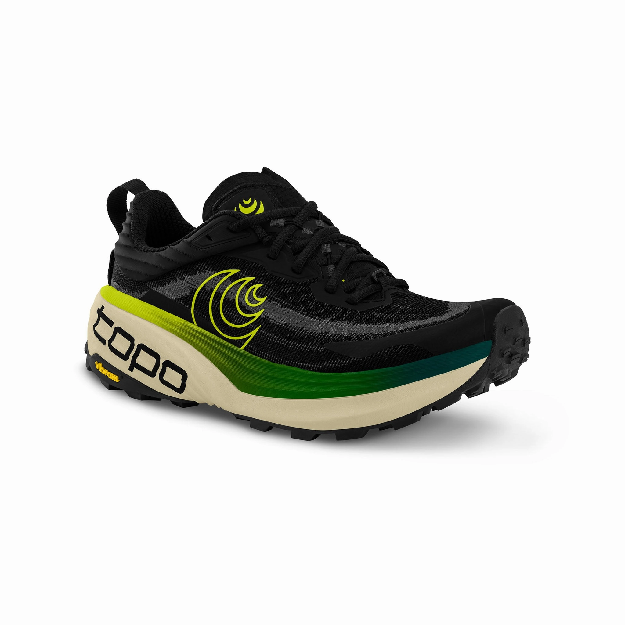 Topo Athletic | Men's Vista Trail Running Shoes - Black/Lime Trail Running Shoe Companies