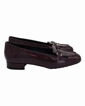 Tod's Fringe Slip On Loafers in Brown Patent Leather Tassel Loafers And Jeans