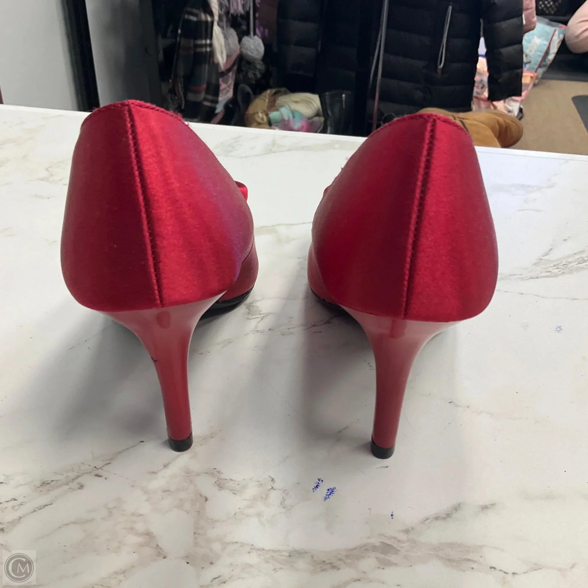 Shoes Heels Kitten By Fioni Shoes In Red, Size: 8 Snakeskin High Heels