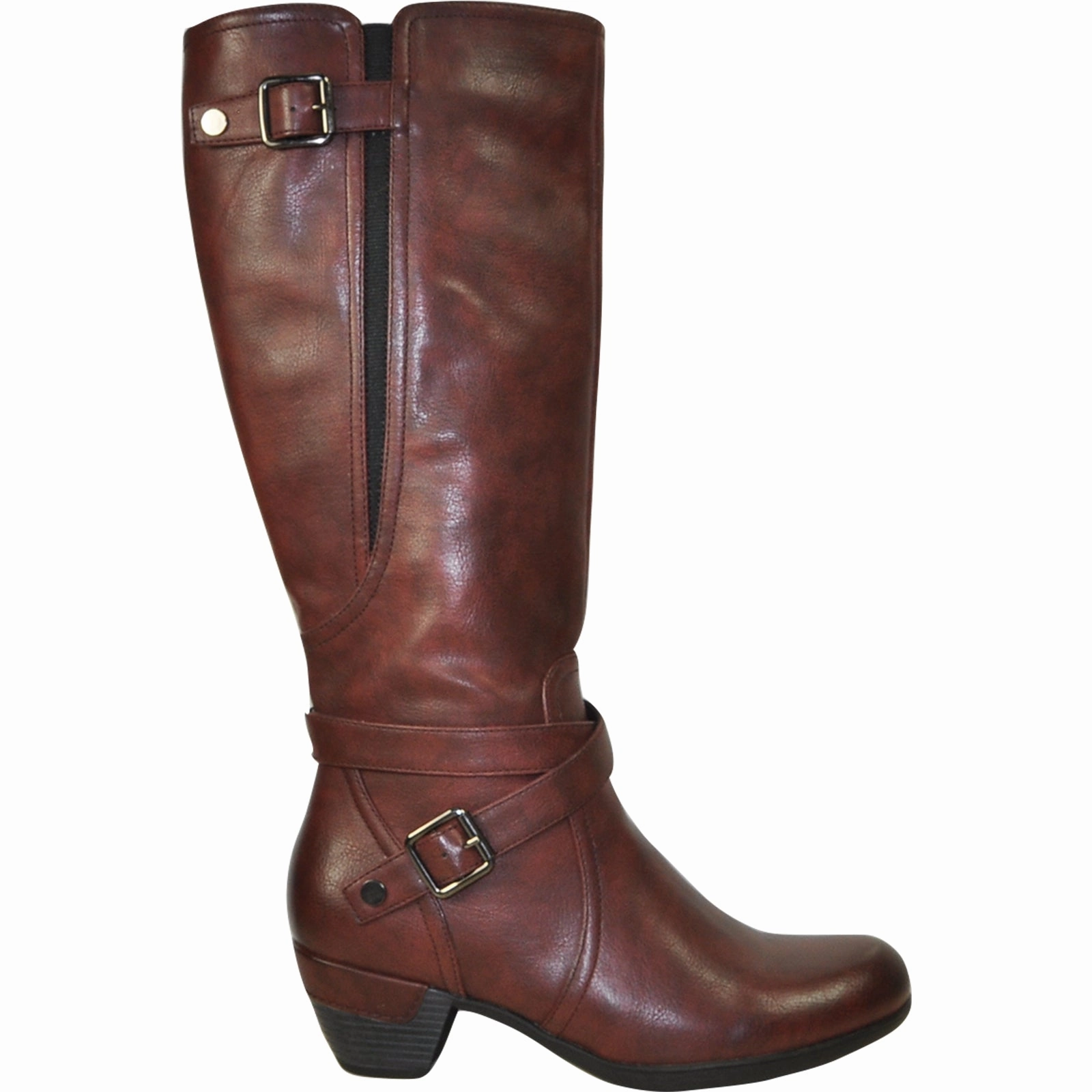 High Knee Boots With Dress VANGELO Women Boot HF9423W Knee High Dress Boot Bordo Red Wide Calf